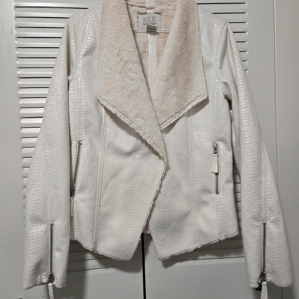 BKE Faux Leather Snakeskin Jacket Inner Faux Fur Size M